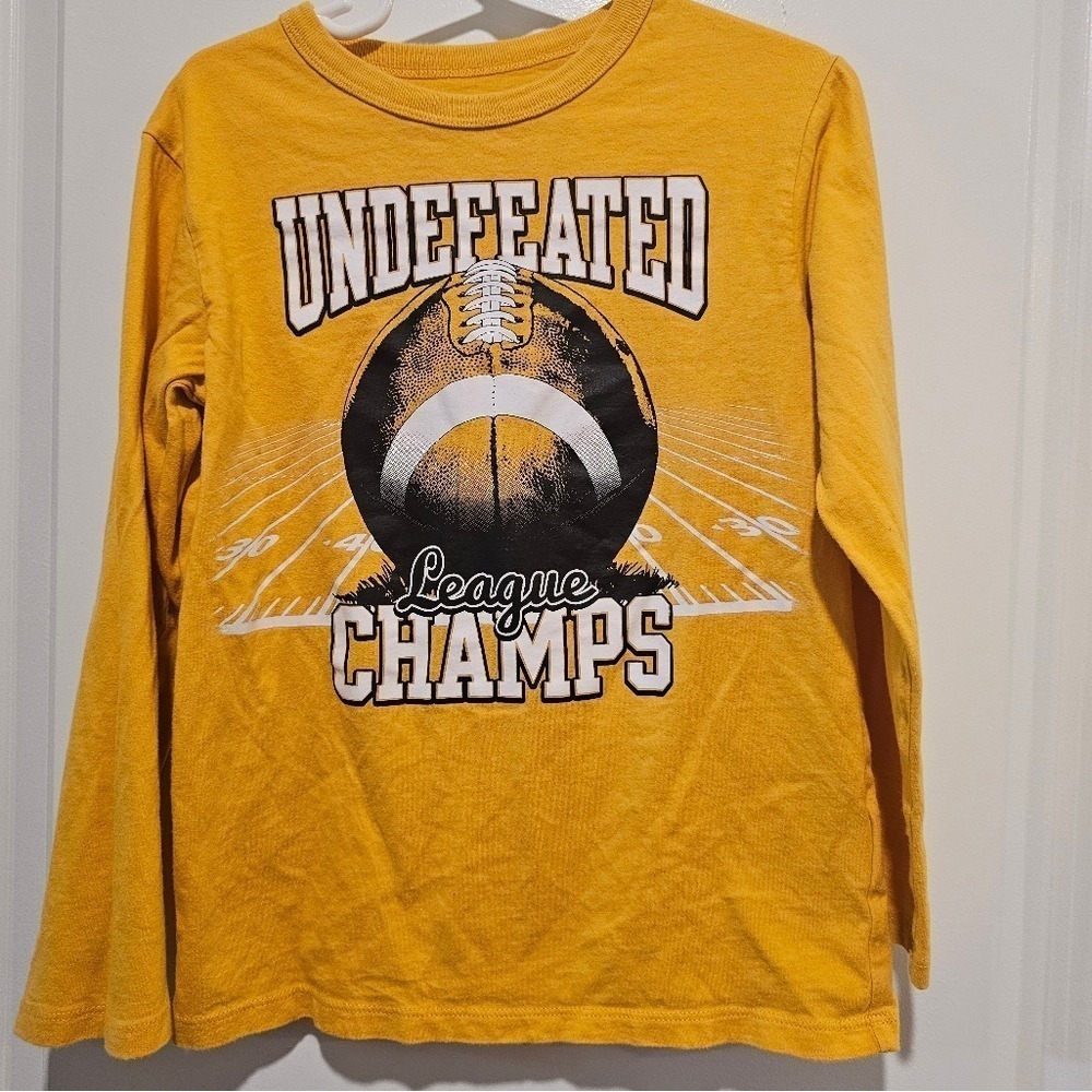 The Childrens Place Kid's Yellow Undefeated Football Graphic Long Sleeve S 5/6